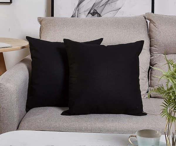 Håndlavet Solid 100% Bomuld Canvas Pudebetræk (x 18 \" af 2, Sort)_tfrf