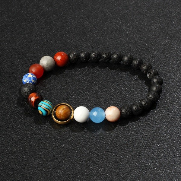 Kosmiskt solsystem vulkanisk sten ?tta planeter par stj?rna armband dam volcanoes 6+8MM
