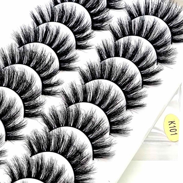 10 par løsøyenvipper - 3D faux mink (K-101) + Gave