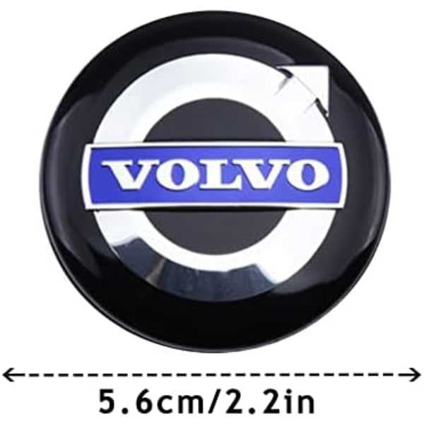 4st Hjul Center Caps Sticker for Ford ST, Svart Aluminium Hjul Center Hub Covers Sticker, 56mm/2.22&#39;&#39; forvolvo-blå