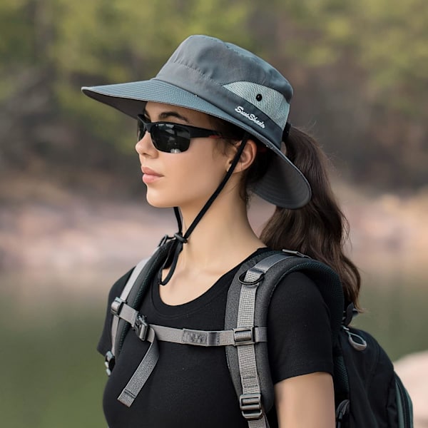 Solhatt Dam Herr 3u201d Bred brätte UPF 50+ Fiske Strand Bucket Hats Purple