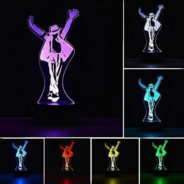 Michael Jackson Action Figur 3D-lampor Optiska Illusioner 7 Färger