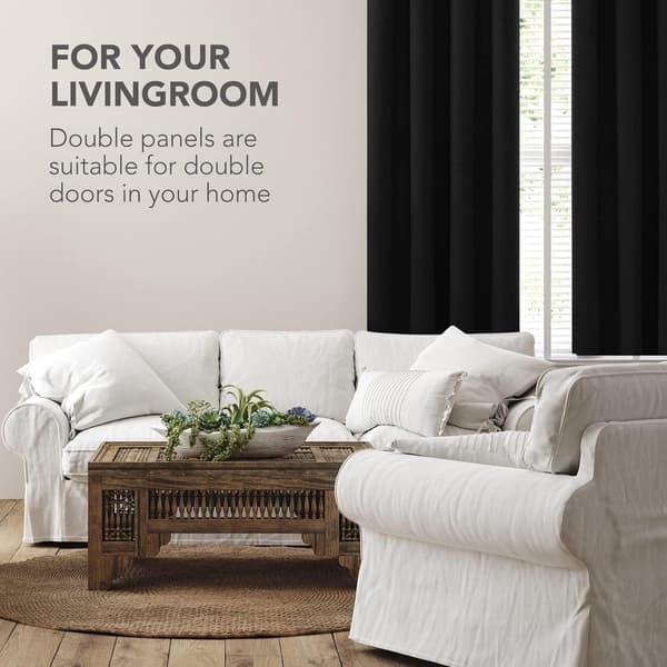 Mørklægningsgardin Sort 132x213 cm 1 Panel Termisk Isoleret Triple Weave Med Ringe til Soveværelse Stue Moderne Design