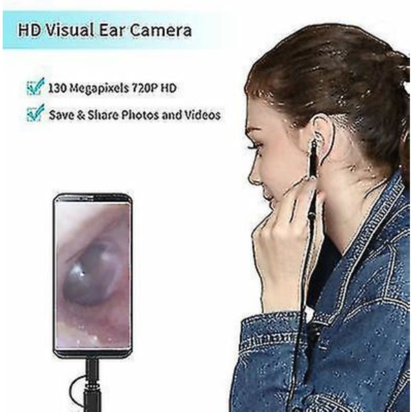 Visual Ear Spoon Hd Professional Ear Endoscope Vuxen Illuminating Otoscope Home (svart) null ingen