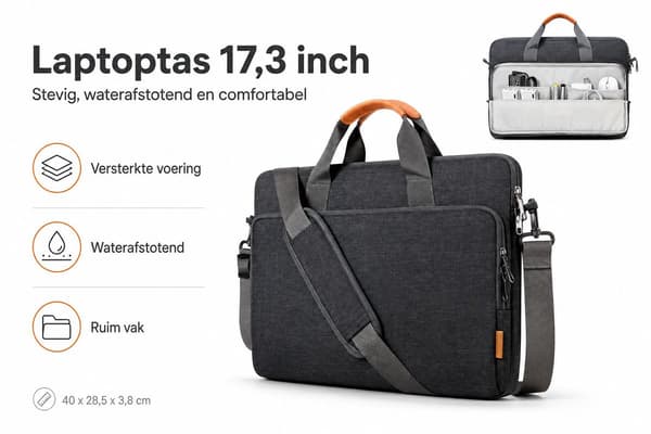 17,3 tommer laptoptaske, stødsikker vandafvisende computertaske med stor kapacitet til arbejde, skole og pendling, grå