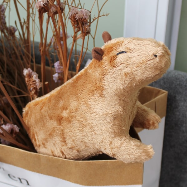 Simulerad Capybara Plyschleksak och Capybara Gosedjursdocka Bi Brun