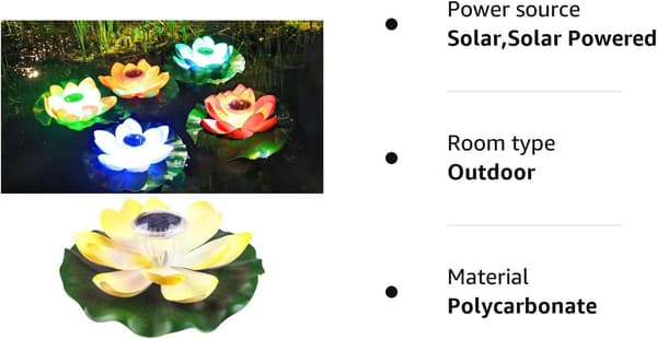 Solcellelamper til dam Rosa flydende solcellelamper til dam, flydende lotusblomst solcellelamper til pool Havedam Solcellelilje blomsterlamper Lotus Light (Yellow)