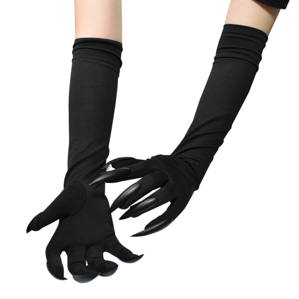 Halloween handskar Vuxna Halloween klor Långa svarta djurtassar Handskar med läskiga långa naglar Rolig spöke Silver Nails SQBB