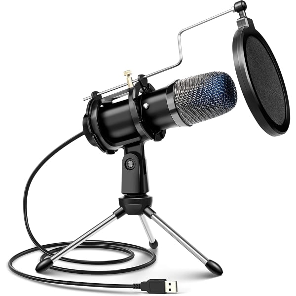 CDQ Spelmikrofon för PC Desktop med stativ och popfilter