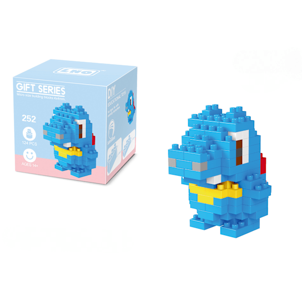 Mini Byggklossar Sött Tecknat Set för Godispåsar, 124 St Micro Mini Byggleksak DIY 3D Tegelstenar Kit för Vuxna Barn, Jul Födelsedagspresent