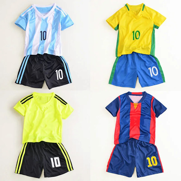 Partihandel fotbollströja uniform set barn fotbollskläder tröjor Ljusblå Light Blue XL