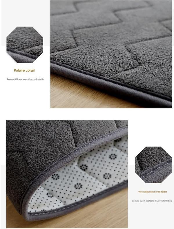 Absorberende dusjmatte 40x60cm, mørkegrå - sklisikker, mikrofiber, for bad og stue