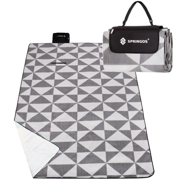 SPRINGOS® Picknickfilt - Grå - Hopfällbar - Vattentät - 180x220 cm Grå