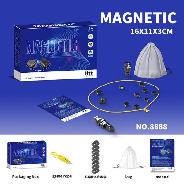 Magnetiskt schackspel, roligt bordsmagnetiskt pusselstrategispel, magnetiskt brädspel Familjespel Barn Julklapp Vuxna med rep
