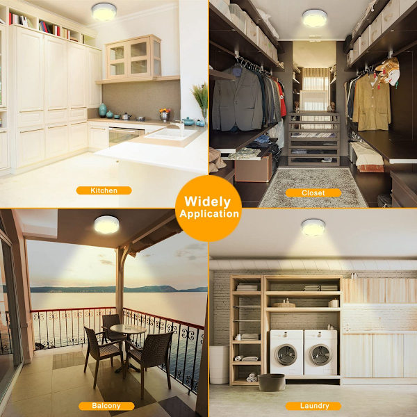 Ceiling light with motion sensor, battery operated, 400 lumen, 6000K - 18 cm