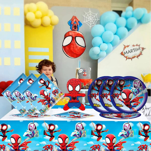 Spidey and His Amazing Friends Birthday Theme Set, 20 Plates and 20 Napkins