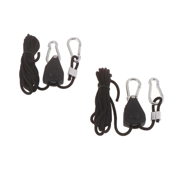 2 stk. 1/8\" Justerbar Grow Light Ratchet Rope Hanger til Grow Li Black One Size