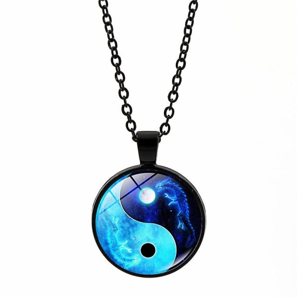 CDQ 1 st Unisex Tai Chi Halsband Yin Yang Sten Hänge Halsband（svart） Svart