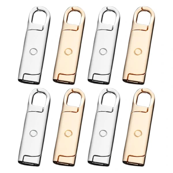 8-pack Zipper Set Clothes Zipper Pulls Metal Tabs for Luggage Replaceable 1x 1x