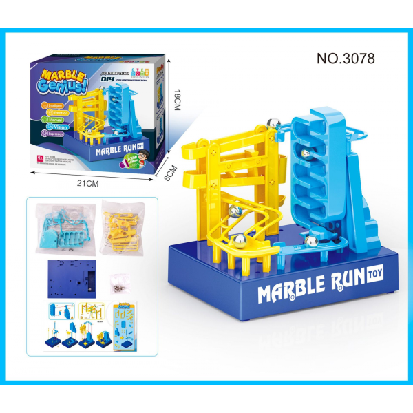 Kulbanesett for barn, Marble Race Track Marble Maze Madness Adventure Game Yellow model