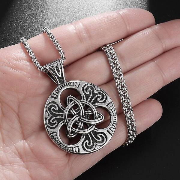 Viking Smycken Runt Celtic Knot Halsband För Män Nordic Rune Amulett Mode Tröja Halsband Present AL6888-Guld