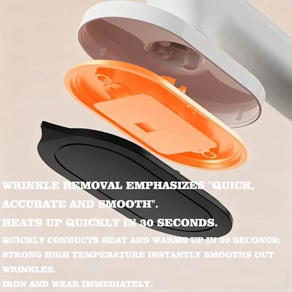 Cordless Handheld Mini Iron - Portable and Foldable Ironing System with 90° Rotating Soleplate and Lithium Battery (No Plug Required) White White