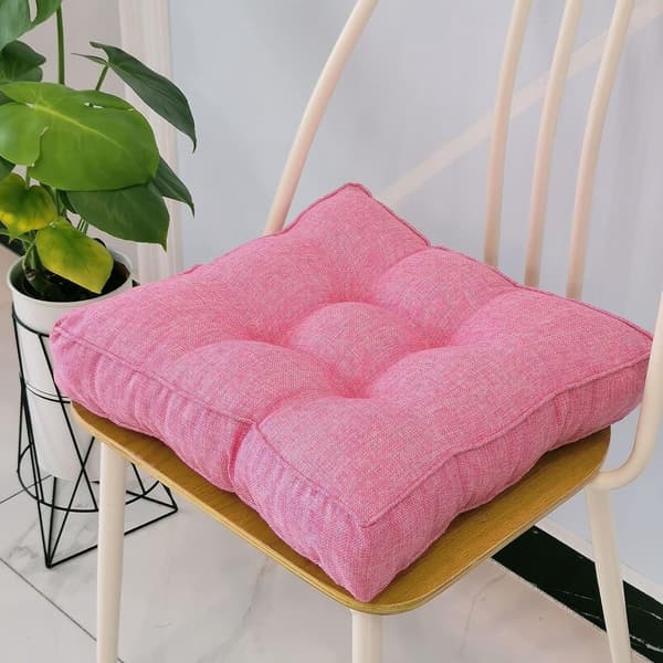 Setepute, tykt polstret polyester med PP-bomullsfyll, for spisestoler, benker og gulv, rosa, 45 x 45 x 10 cm