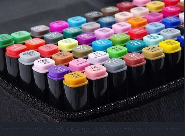 40 kpl - Tussikynät Kotelolla - Kaksipäiset - Kynät Multicolor multifärg
