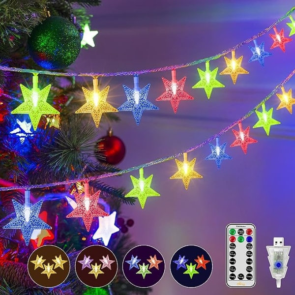 Julbelysning utomhus Vattentät, 2Modes 6,5m 30LED Star Strin