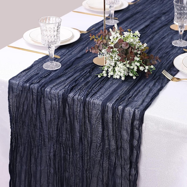 Svensk skrynklig tygbordslöpare bohemisk balinesisk bordsduk bordslöpare lantlig bröllopsfest bordsdekoration flerfärgad Elfenben Ivory 90*180