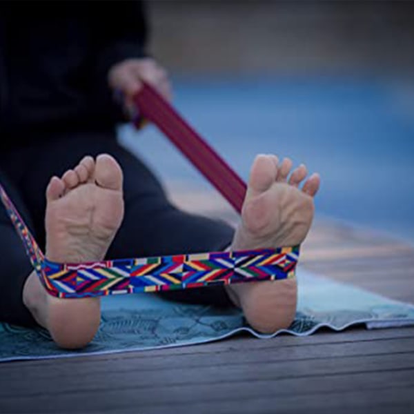 CDQ Yogamatta sel og yogarem for stretching 2 i 1, holdbar