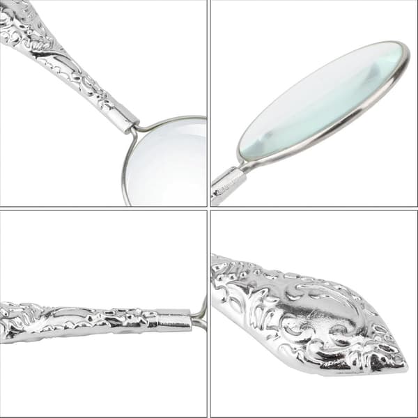 Förstoringsglas 4x 45mm Retro Legering Handhållet Lupp för Läsning Hobby Observation Vuxna Barn Silver silver