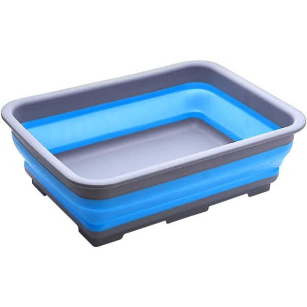 2,6 Gal(10L) hopfällbar diskkärl for disk, platsbesparande, hopfällbart diskbänk for flere bruksområden, köksförvaringsfack (blå-rektangel)
