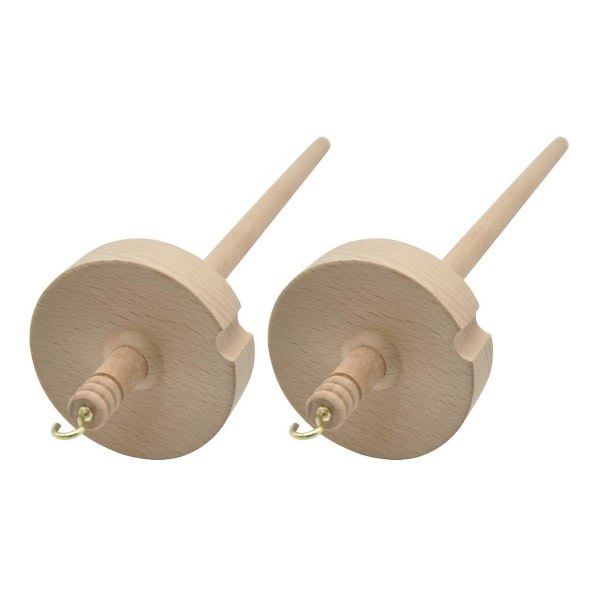 HHL 2st Drop Spindel För Spinning Ull Garn Spin Top Whorl Drop Spindel Handsnuten träverktyg för Be