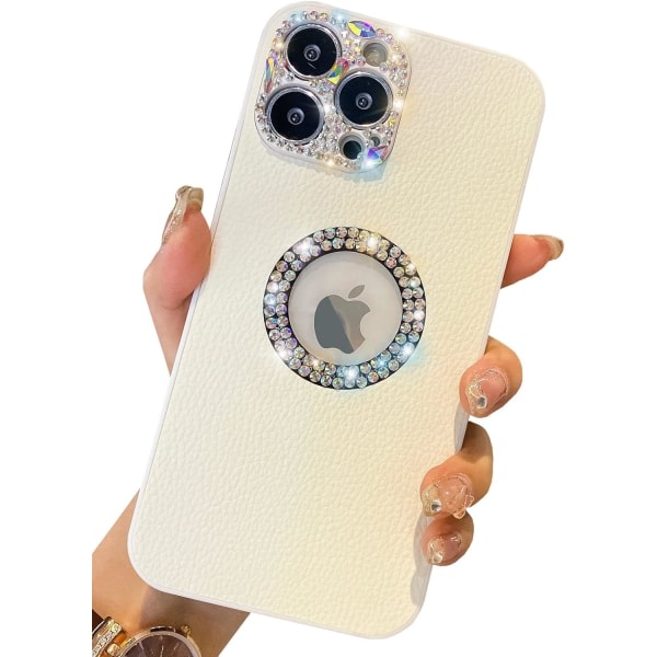Heyone Cute iPhone 11 Pro Max Case Läder, Sparkle Bling Rhinestone Diamond Cute Case Skyddande Slim Girly Glitter- 6,5 tum (Vit)