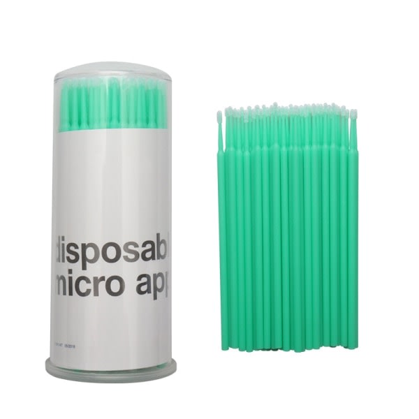 100-Pack Micro Brushes Engångsborstar för ögonfransapplikator T ljusgrön