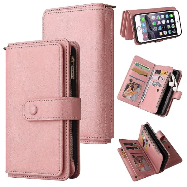 Kompatibel med Iphone 8/7/se 2020 Case Plånbok Flip-korthållare Pu Läder Magnetisk skyddande Flip Cover - Rosa null ingen