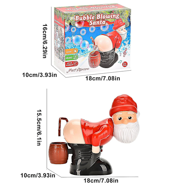 Rolig Jultomte Bubbelmaskin Leksak Musik Automatisk Fisbubbelblåsare Barn Presenter, 100% Ny