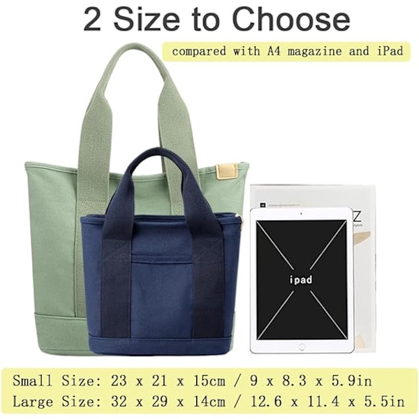Multifickors Zipper Tote Bag, Japansk Handgjord Canvas Handväska Med Fack, Multifunktionell Axelremsväska Arbetsväska