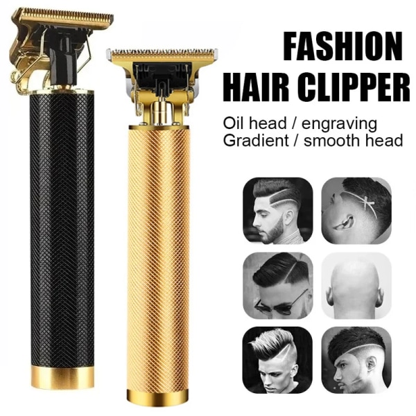 Elektrisk hårtrimmer för män, trådlös hårklippningsmaskin, rakapparat, frisör, hårklippning, uppladdningsbar, vintage T9 skäggtrimmer 060-BlackBuddha
