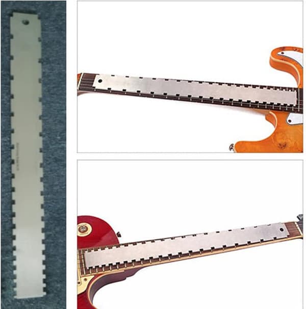 Gitarrhalsmätverktyg/skårad linjal - 420x37x2,5 mm - För gitarrband 62-65 cm - Justeringsverktyg för gitarrhals