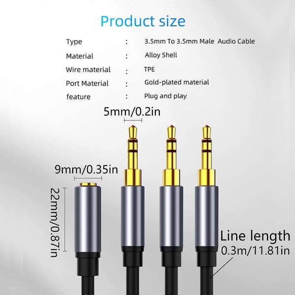 3,5 mm Stereo Lydadapterkabel 26AWG til PC Computer Tablets Hun til 3 Han_tfrf