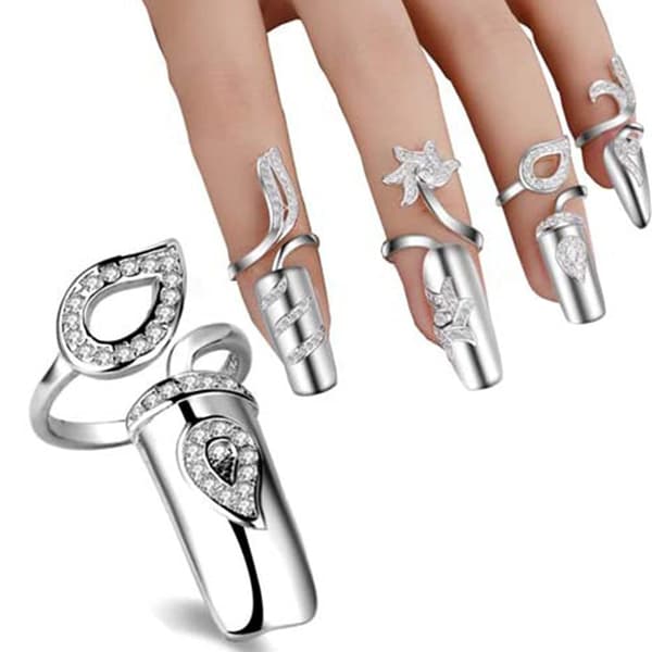 1 Sæt/ 4 stk Strass Finger Neglering Fingerspids Justerbar