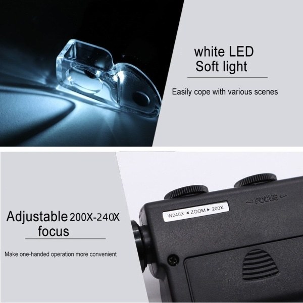 Forstørrelsesglass LED-lampe med lommelykt