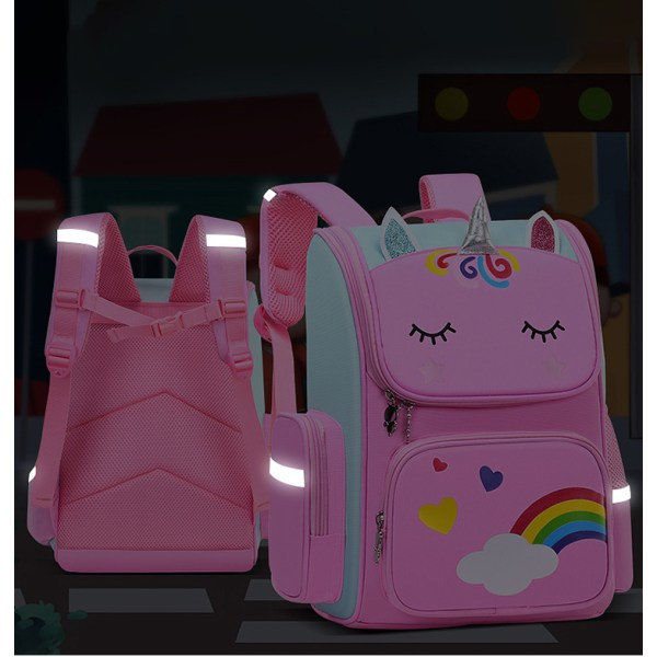 Vanntett skolesekk for barn - Tegneserie 3D Unicorn boksesekk safirblå liten størrelse