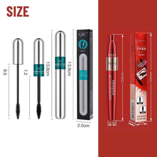 4d Silkefiber Øjenvippe Sort Dobbelt Hoved Mascara 1 1