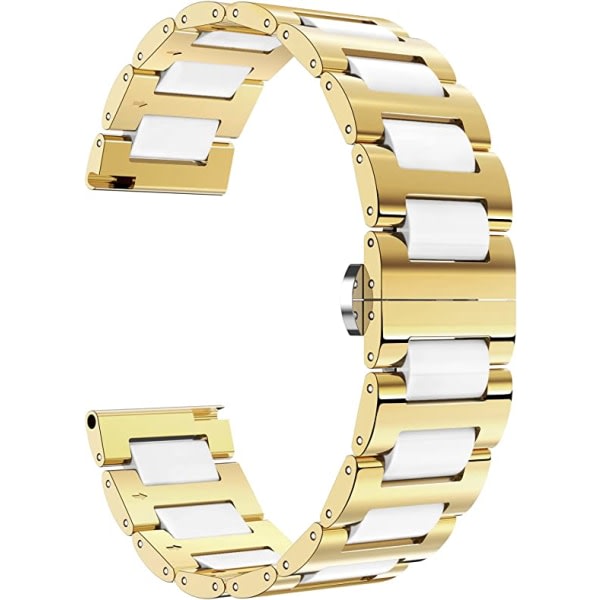 CDQ Watch Guld stål og vit keramisk klokke 20mm