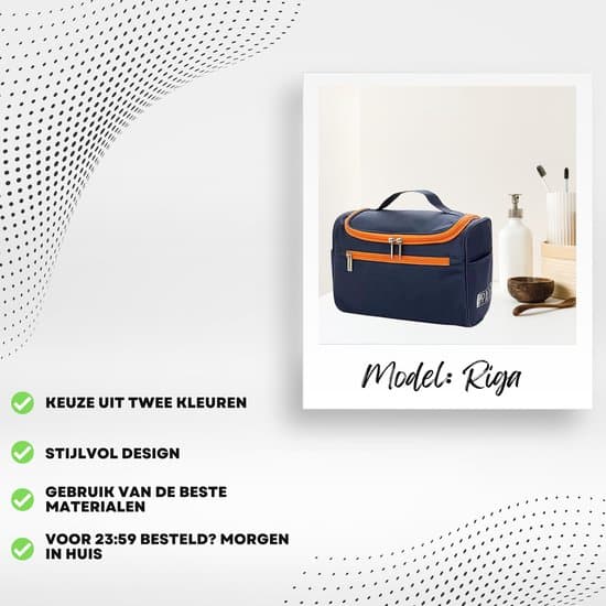 Hængende toilettaske til kvinder, vandafvisende kosmetik- og makeup-organizer med robust krog og flere rum til rejser, blå