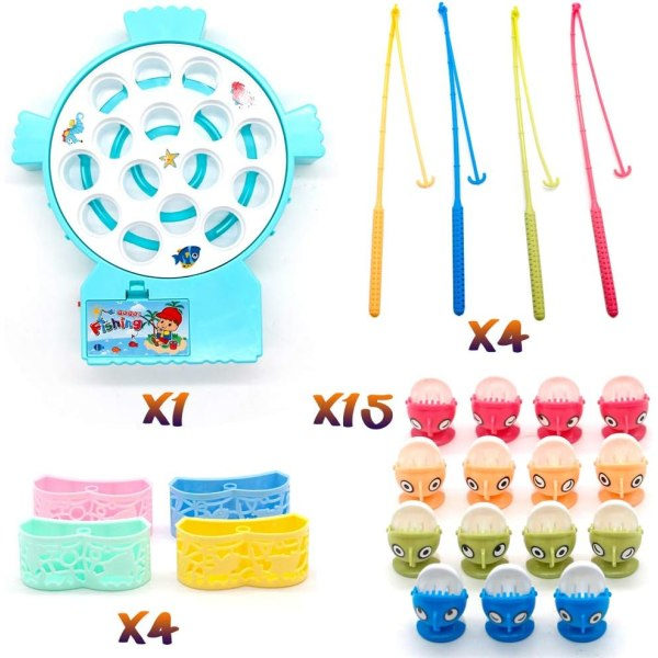 Fiske spel brädspel magnetisk musik fiskleksak 4 fiskespö chi
