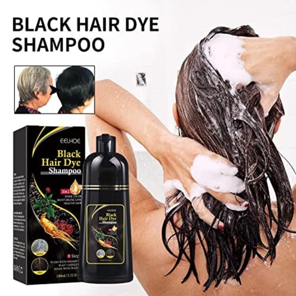100 ml Natural Herbal Instant Black Hair Dye Schampon för vita H